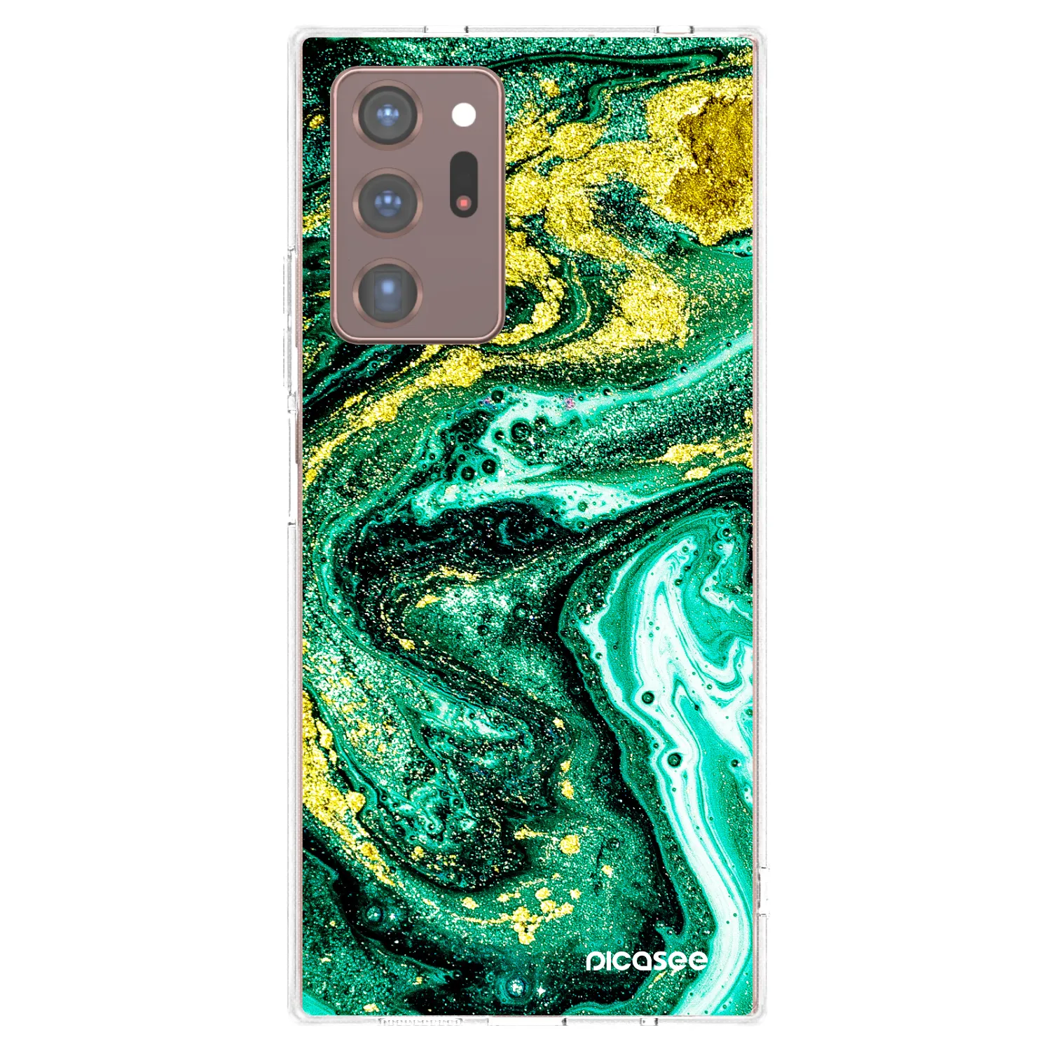 Picasee διαφανής θήκη σιλικόνης Samsung Galaxy Note 20 Ultra - Green Gold
