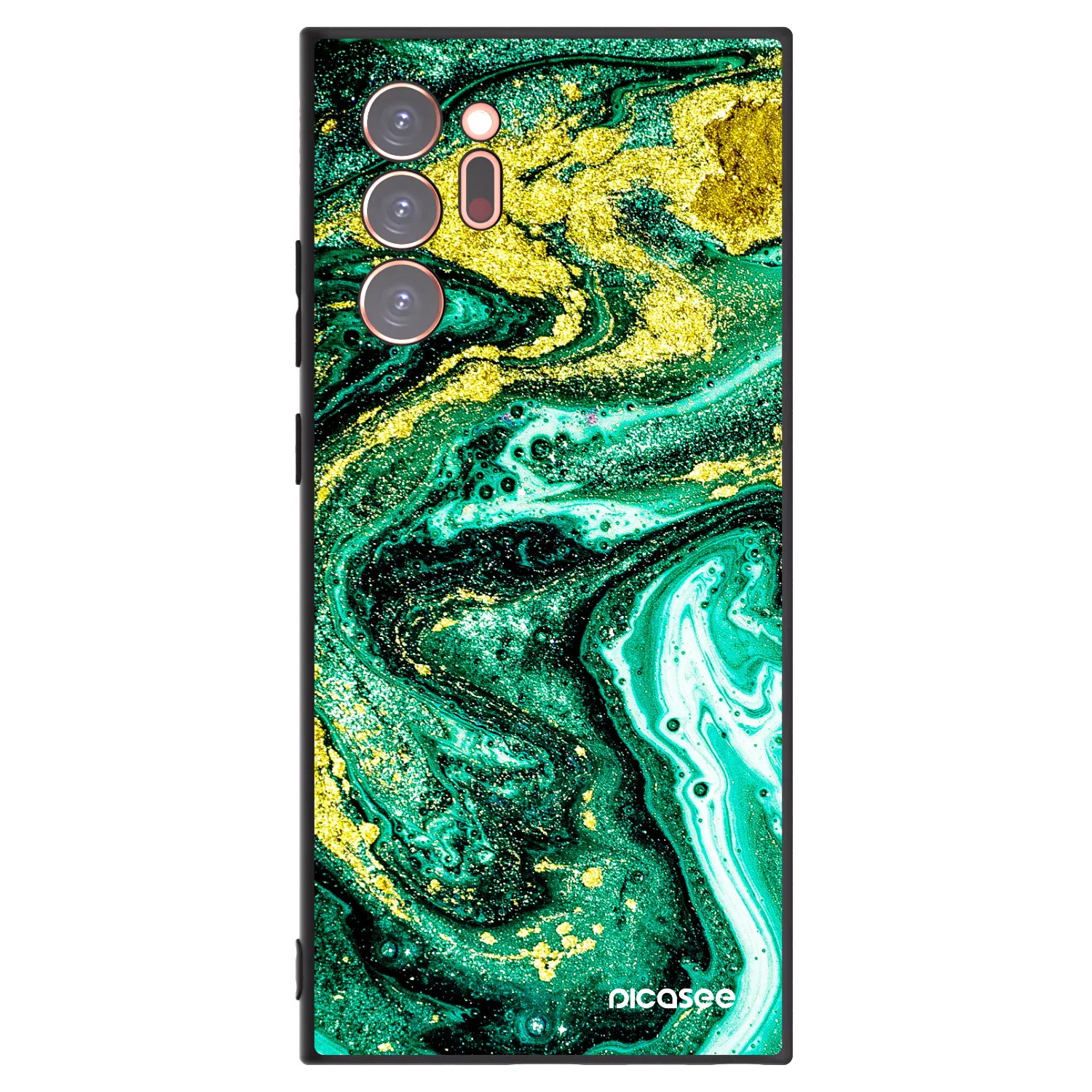 Picasee Μαύρη θήκη σιλικόνης για Samsung Galaxy Note 20 Ultra - Green Gold