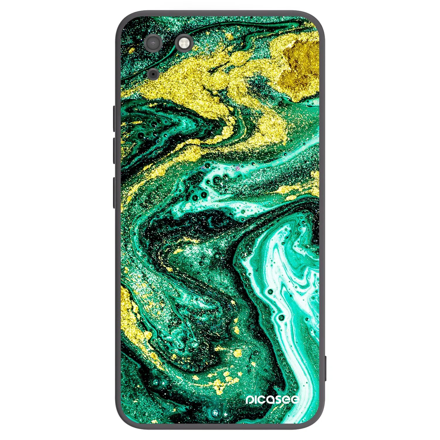Picasee Μαύρη θήκη σιλικόνης για Huawei Y5P - Green Gold