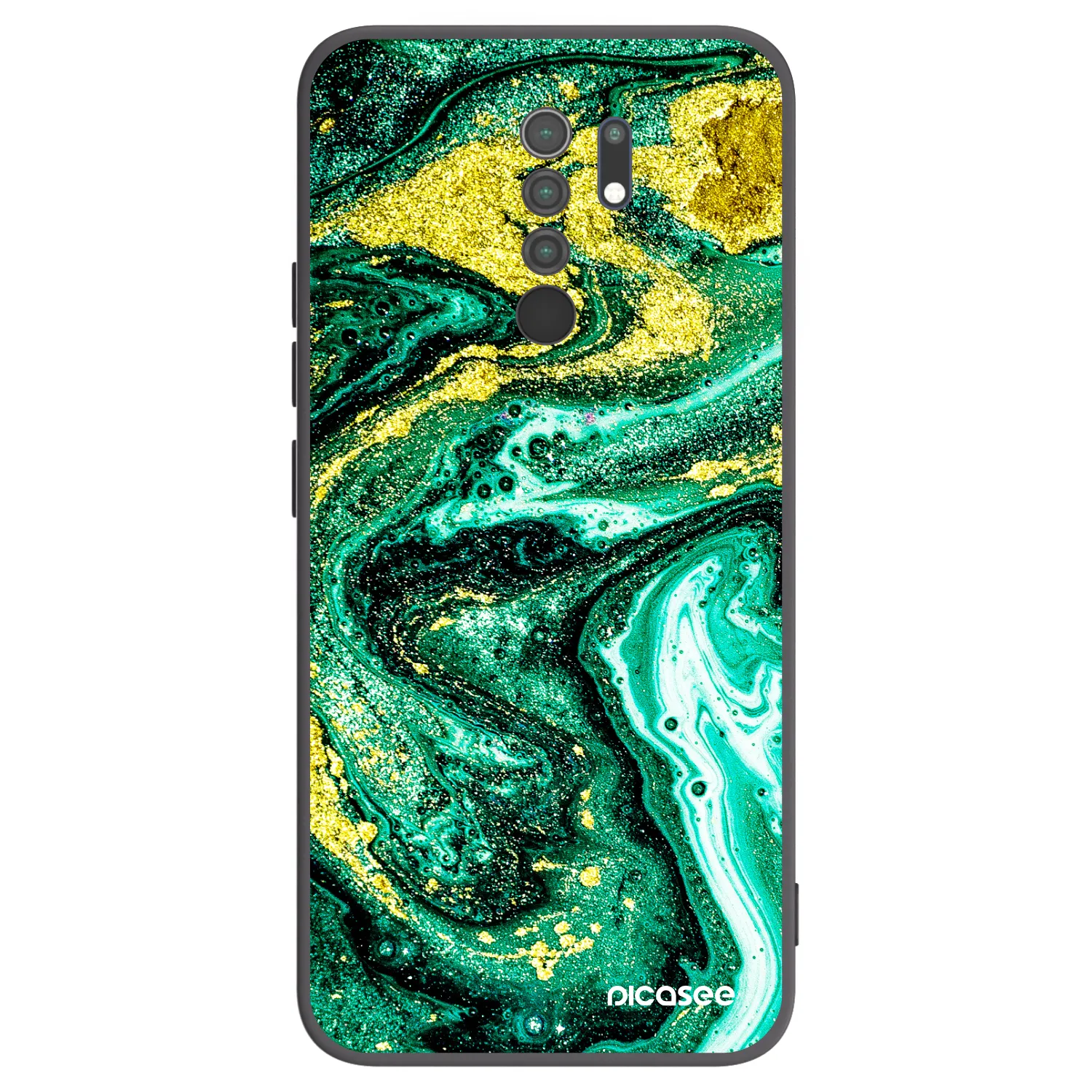 Picasee Μαύρη θήκη σιλικόνης για Xiaomi Redmi 9 - Green Gold