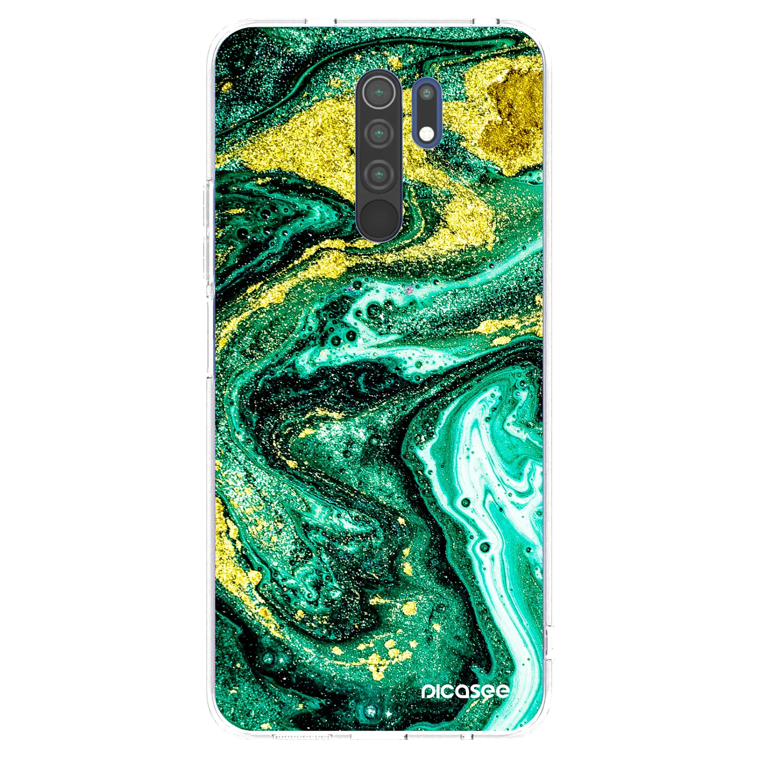 Picasee διαφανής θήκη σιλικόνης Xiaomi Redmi 9 - Green Gold
