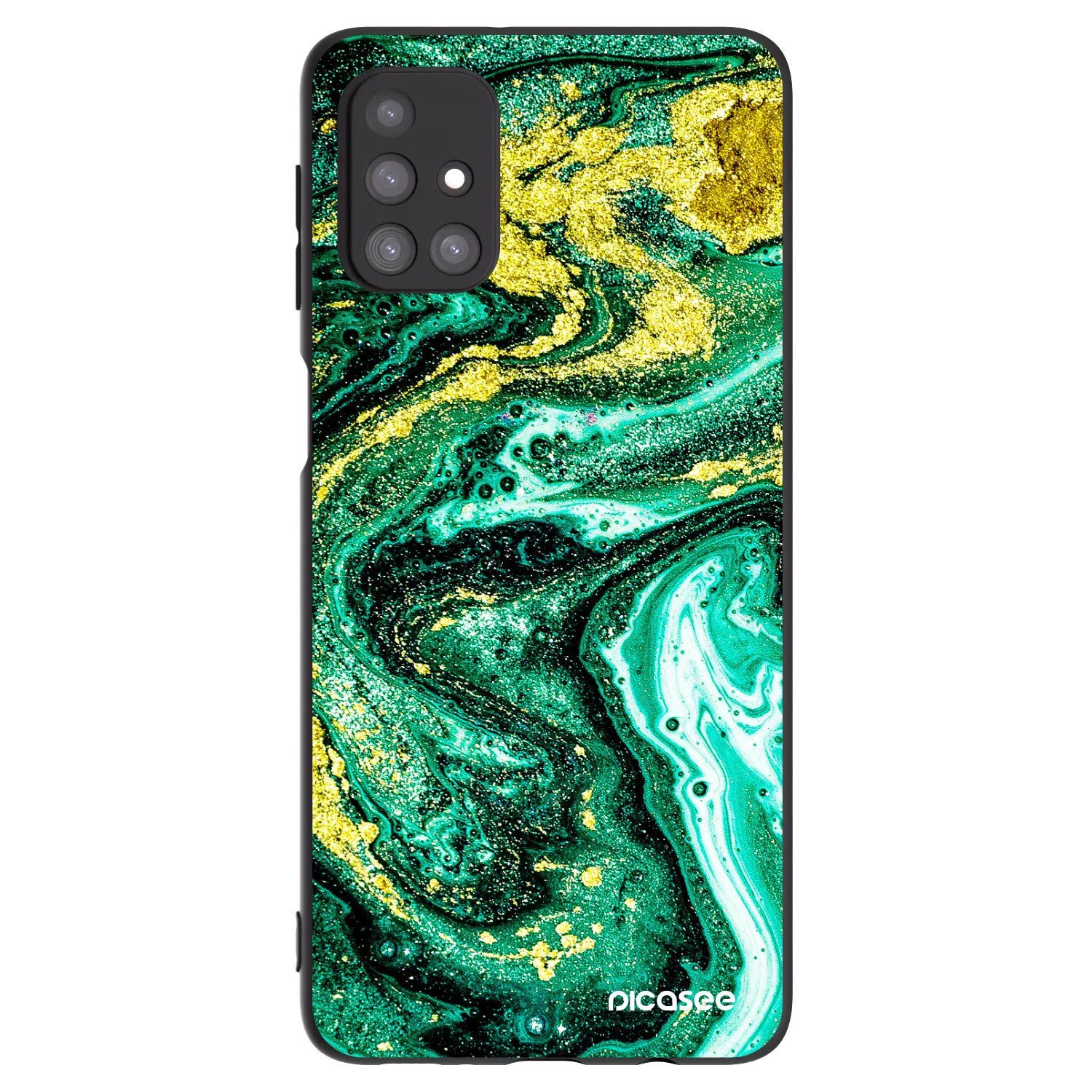 Picasee Μαύρη θήκη σιλικόνης για Samsung Galaxy M31s - Green Gold