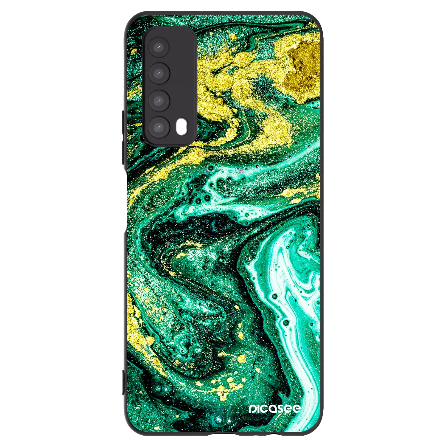 Picasee Μαύρη θήκη σιλικόνης για Huawei P Smart 2021 - Green Gold