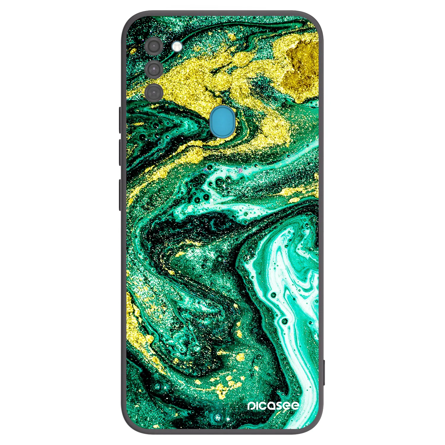 Picasee Μαύρη θήκη σιλικόνης για Samsung Galaxy M11 - Green Gold