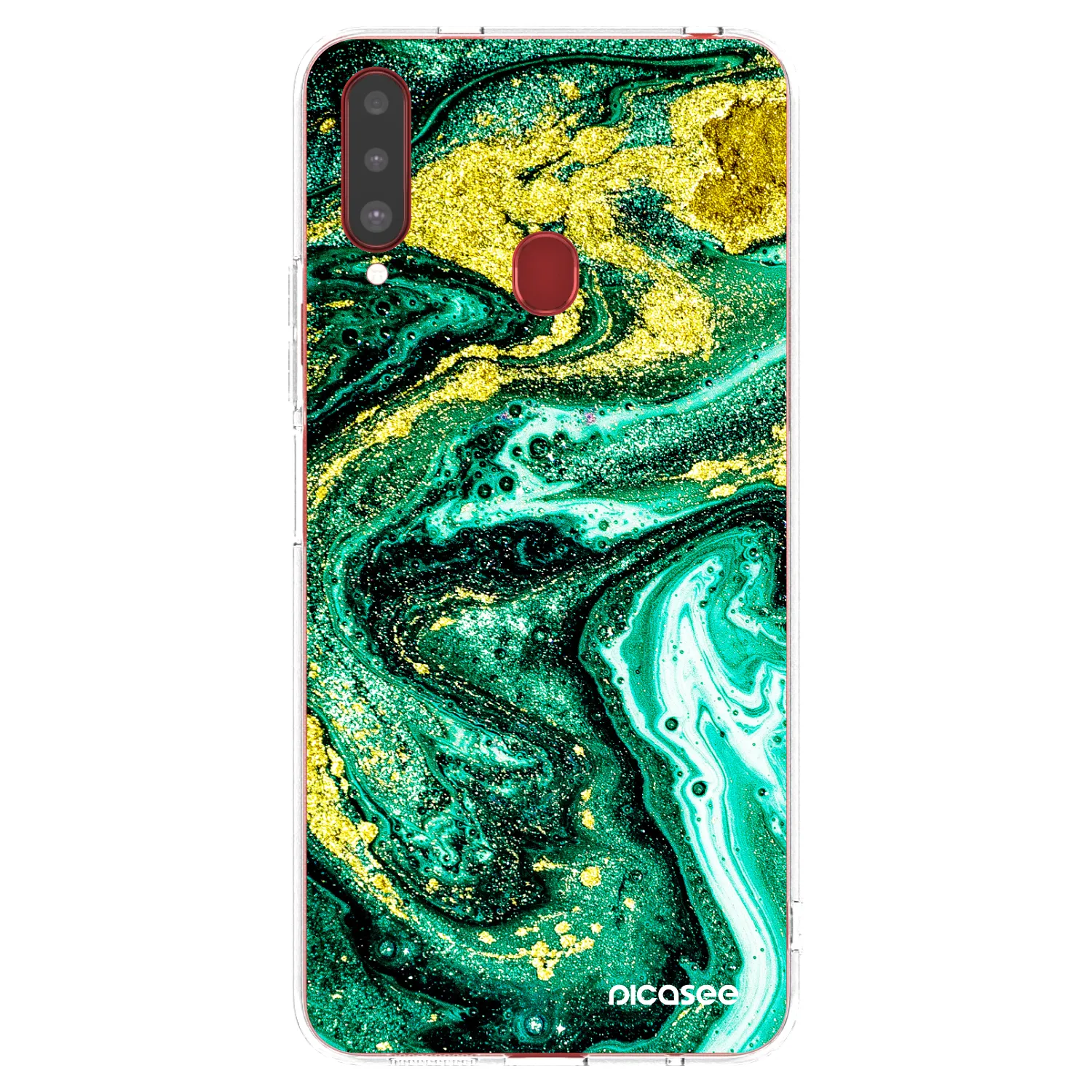 Picasee διαφανής θήκη σιλικόνης Samsung Galaxy A20s - Green Gold