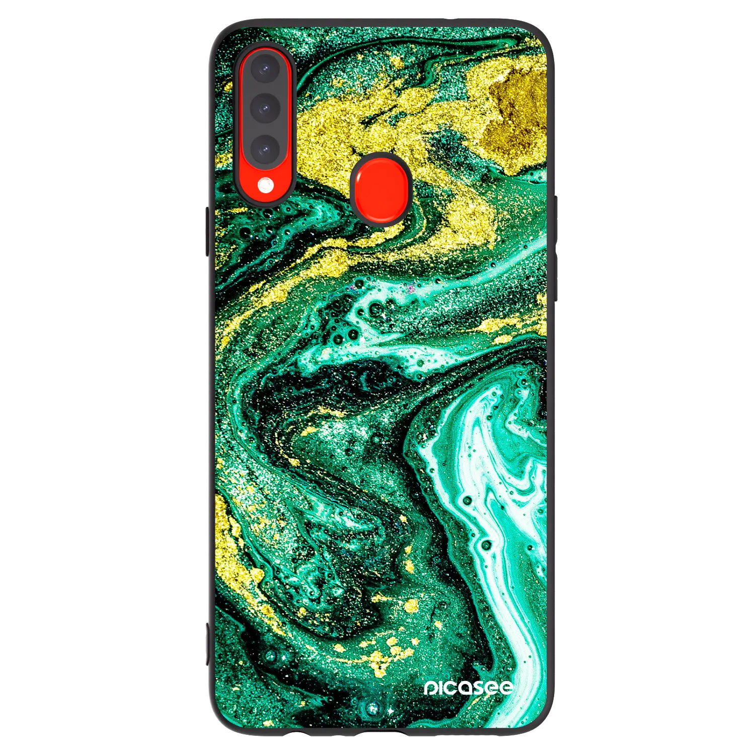 Picasee Μαύρη θήκη σιλικόνης για Samsung Galaxy A20s - Green Gold