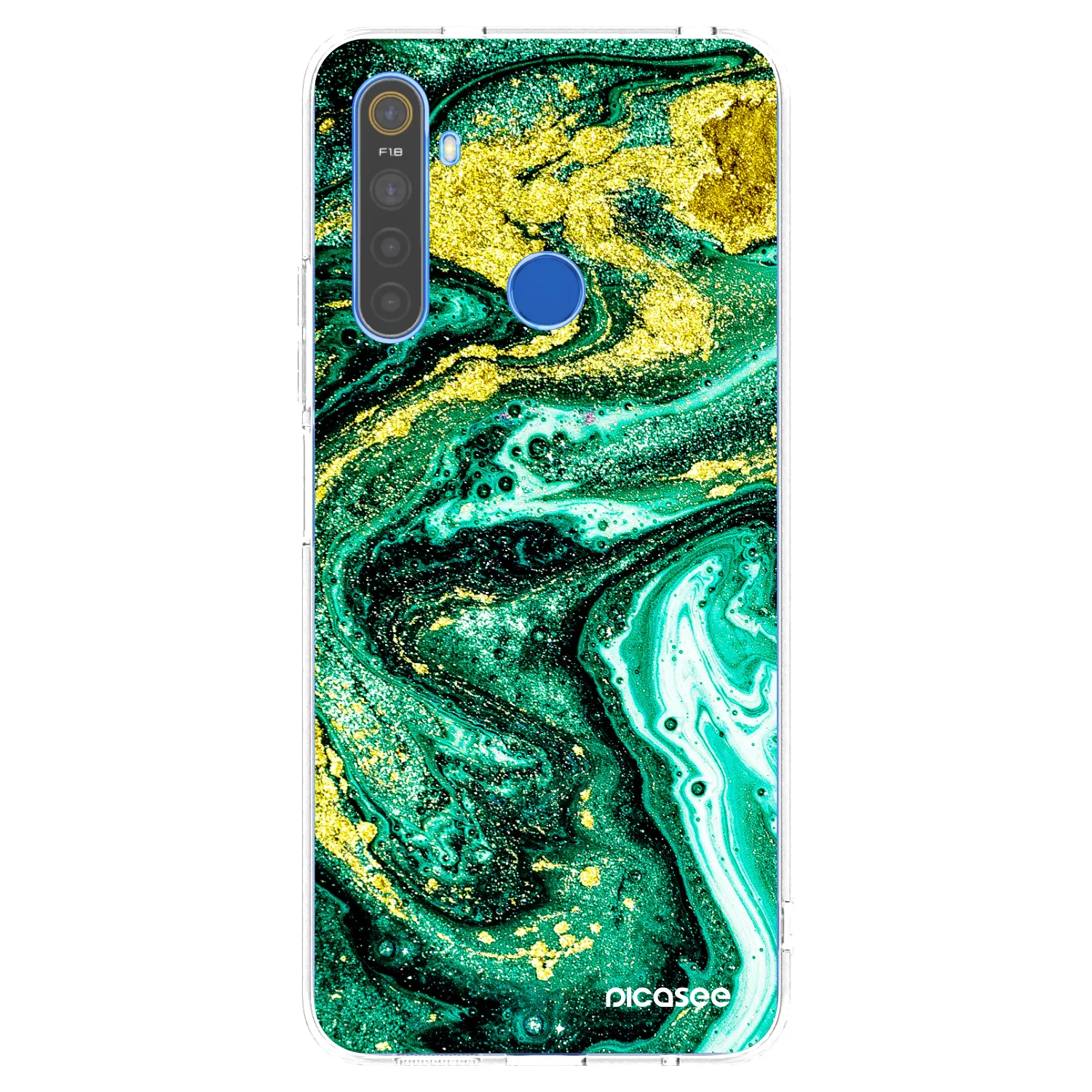 Picasee διαφανής θήκη σιλικόνης Realme 5 - Green Gold