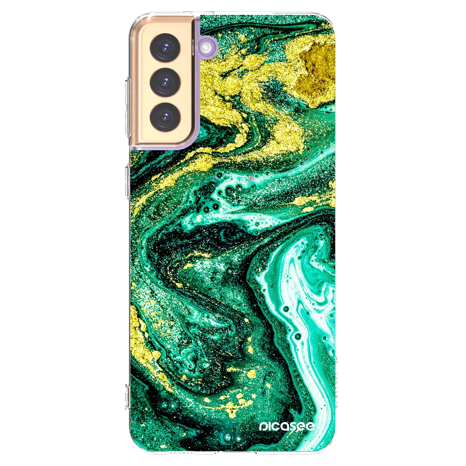 Picasee διαφανής θήκη σιλικόνης Samsung Galaxy S21+ 5G G996F - Green Gold