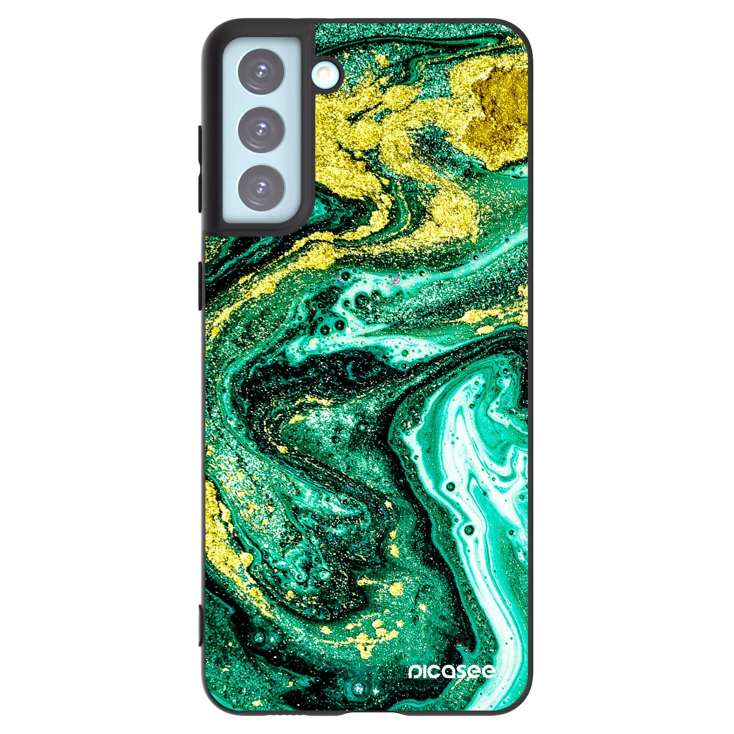 Picasee Μαύρη θήκη σιλικόνης για Samsung Galaxy S21+ 5G G996F - Green Gold