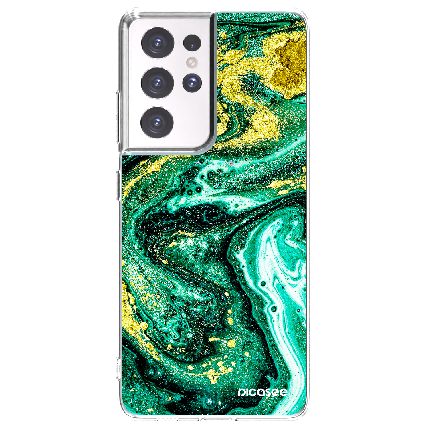 Picasee διαφανής θήκη σιλικόνης Samsung Galaxy S21 Ultra 5G G998B - Green Gold