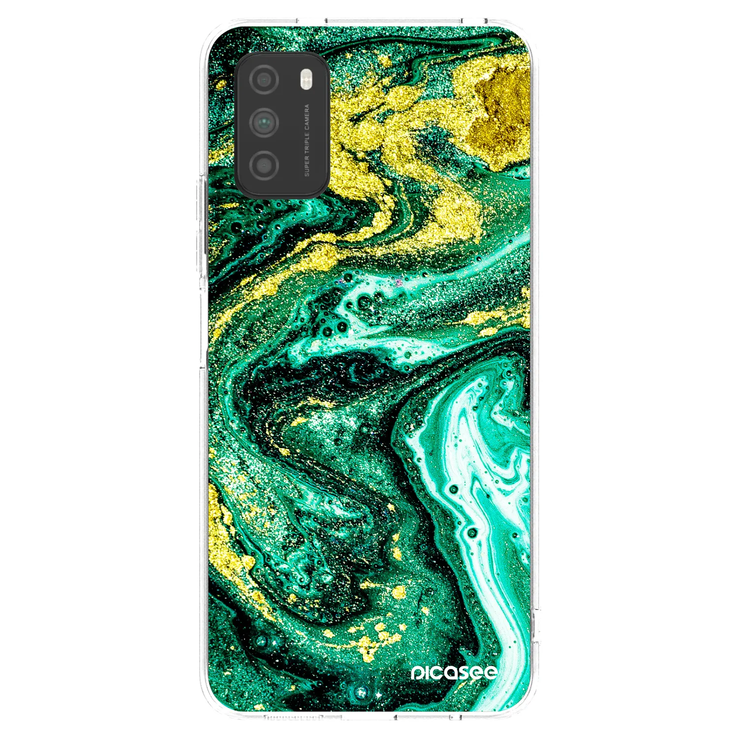 Picasee διαφανής θήκη σιλικόνης Xiaomi Poco M3 - Green Gold