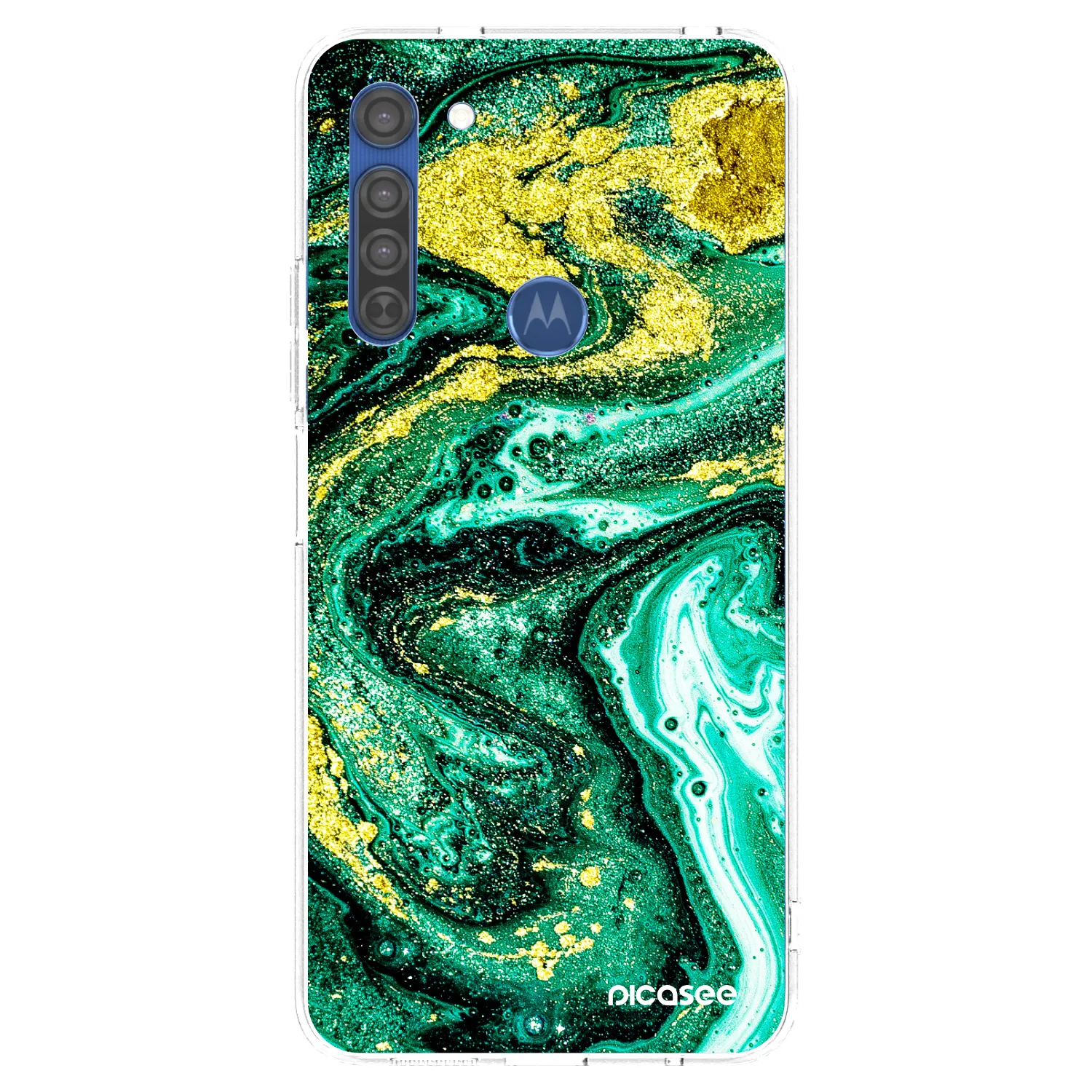 Picasee διαφανής θήκη σιλικόνης Motorola Moto G8 - Green Gold