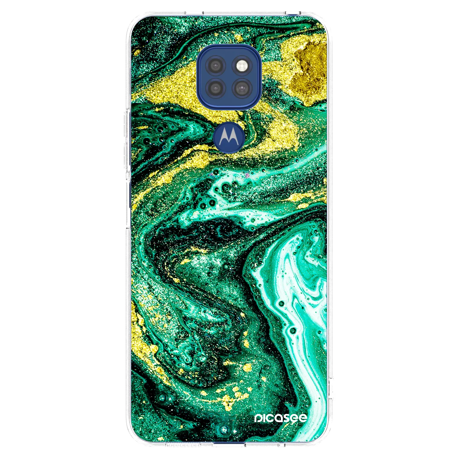 Picasee διαφανής θήκη σιλικόνης Motorola Moto G9 Play - Green Gold