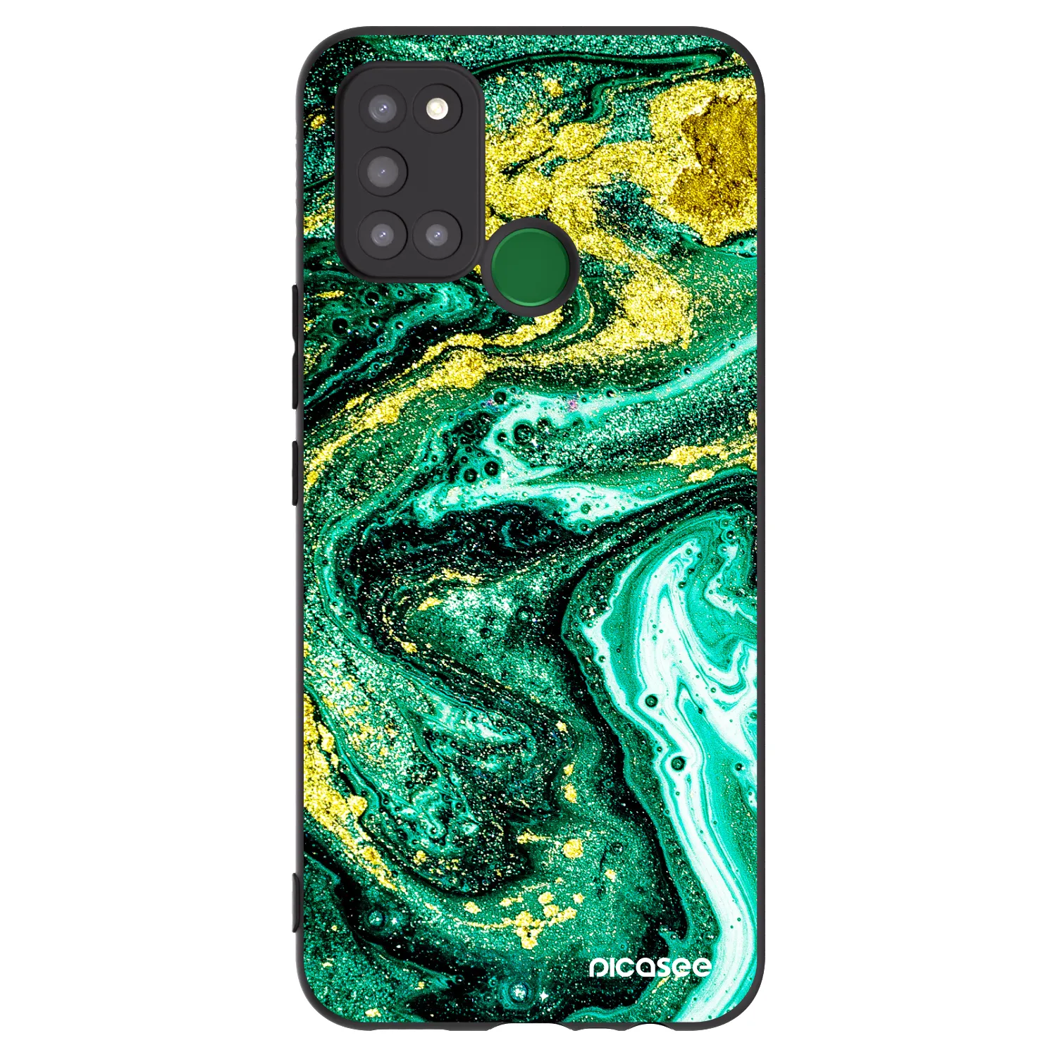 Picasee Μαύρη θήκη σιλικόνης για Realme 7i - Green Gold