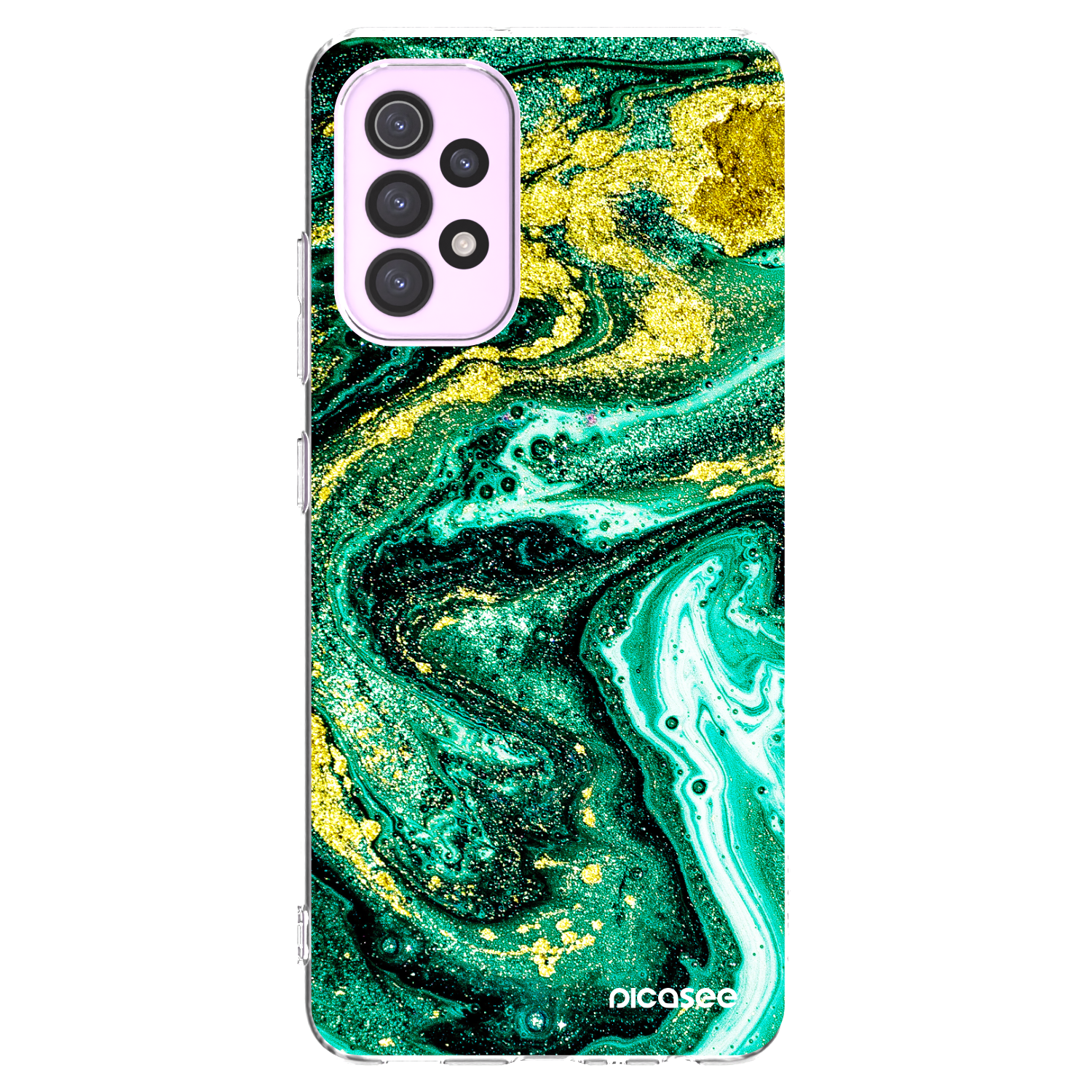 Picasee διαφανής θήκη σιλικόνης Samsung Galaxy A32 5G A326B - Green Gold