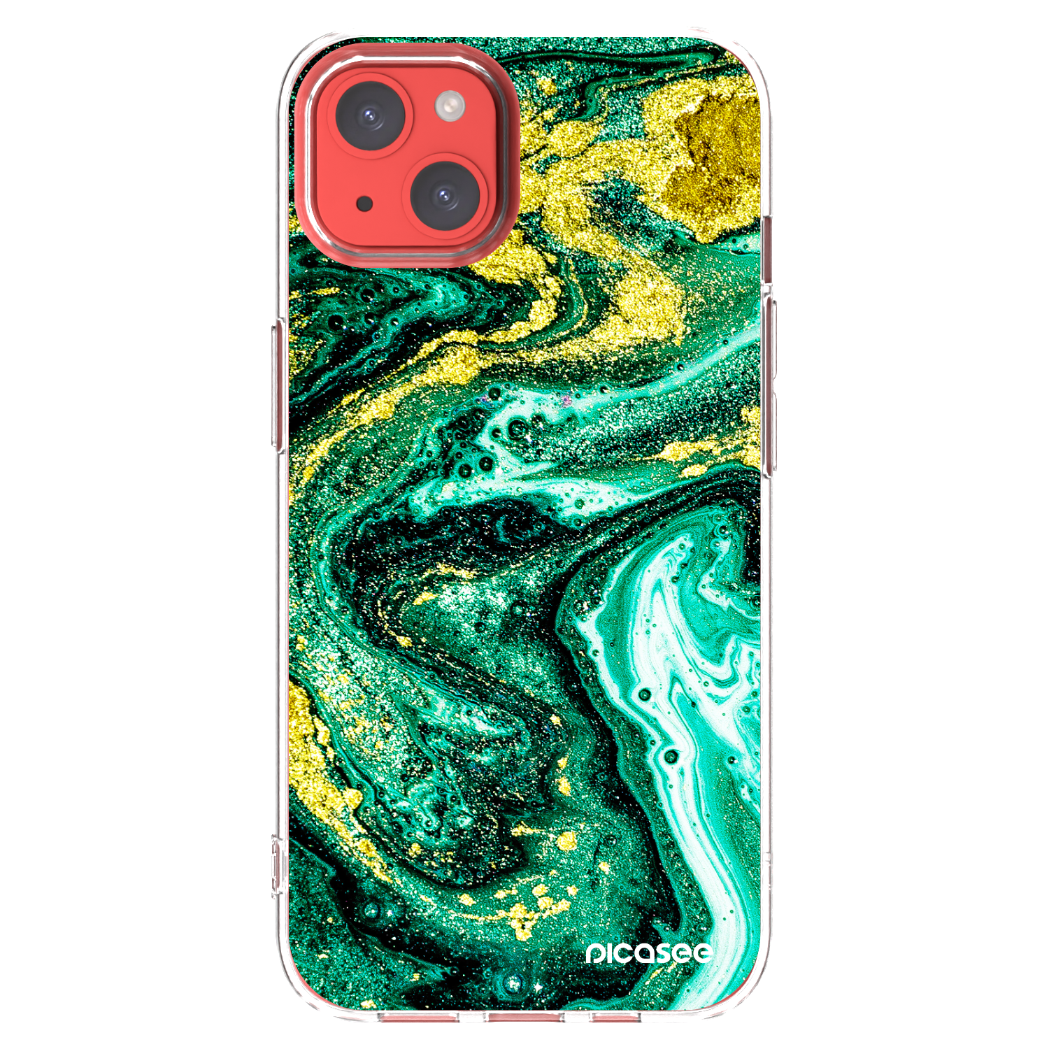 Picasee διαφανής θήκη σιλικόνης Apple iPhone 13 - Green Gold