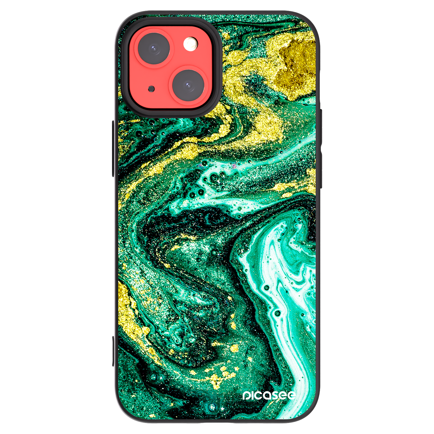 Picasee Μαύρη θήκη σιλικόνης για Apple iPhone 13 mini - Green Gold