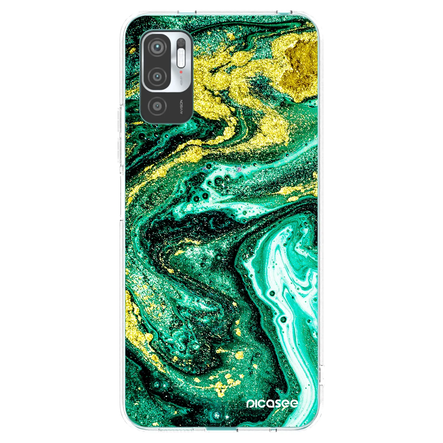 Picasee διαφανής θήκη σιλικόνης Xiaomi Redmi Note 10 5G - Green Gold