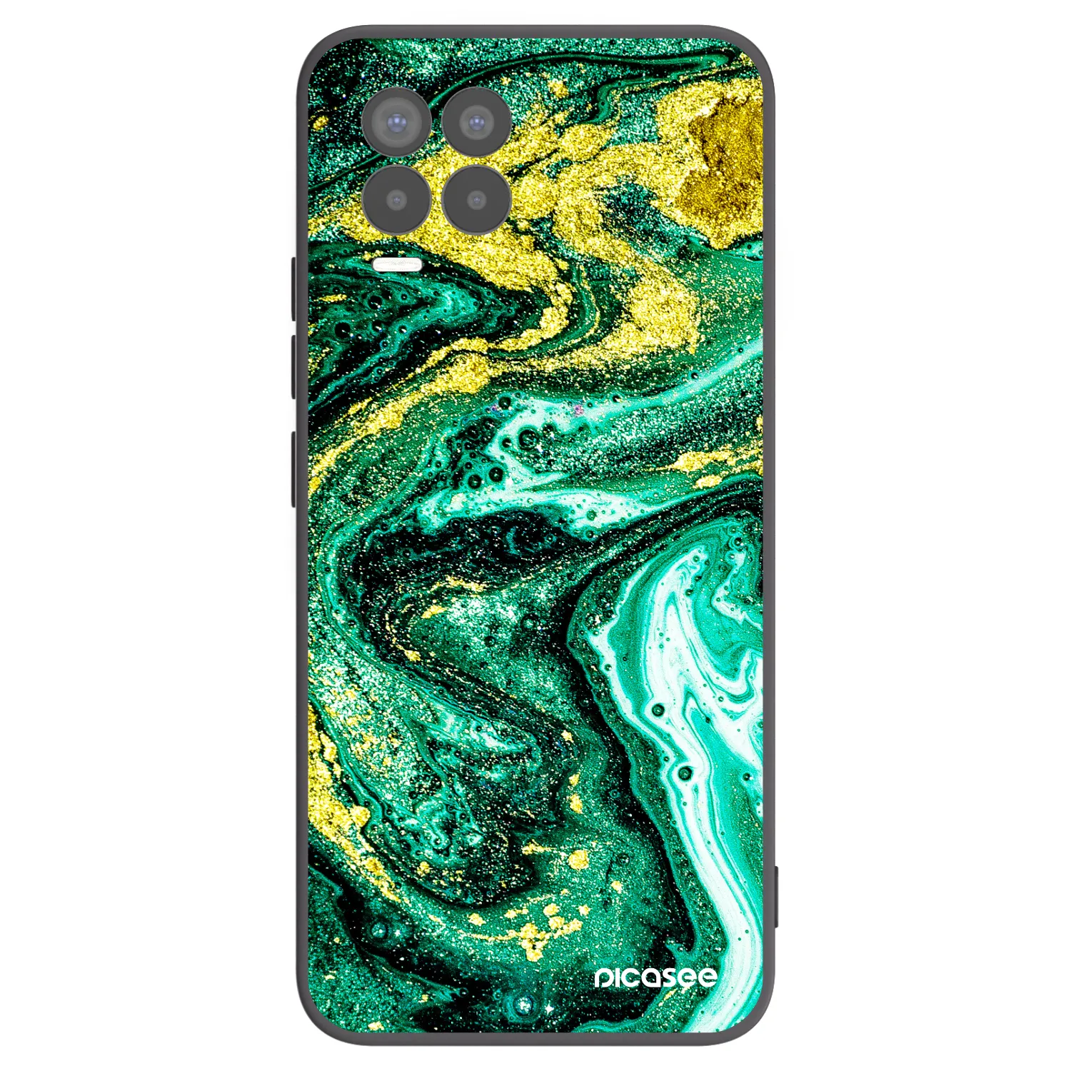 Picasee Μαύρη θήκη σιλικόνης για Realme 8 4G - Green Gold