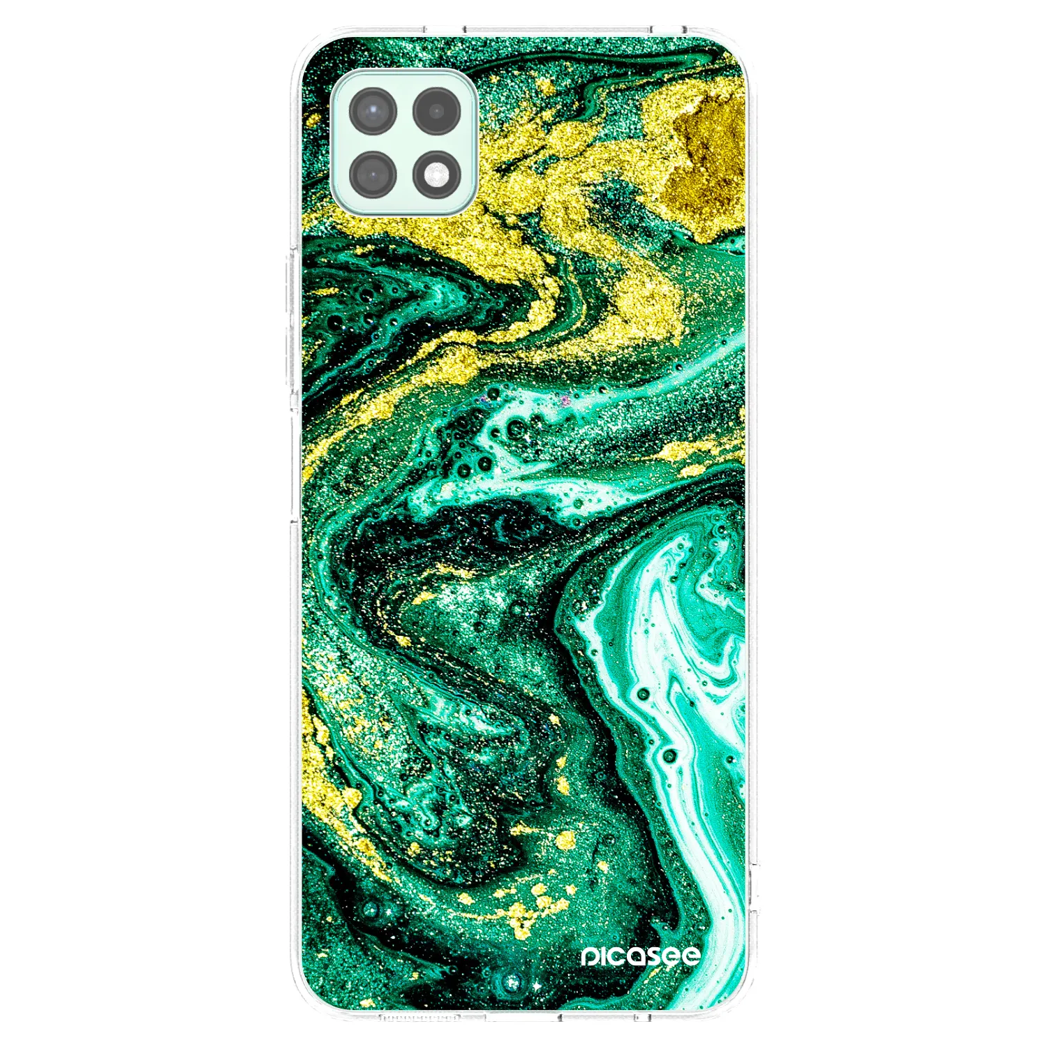 Picasee διαφανής θήκη σιλικόνης Samsung Galaxy A22 A226B 5G - Green Gold
