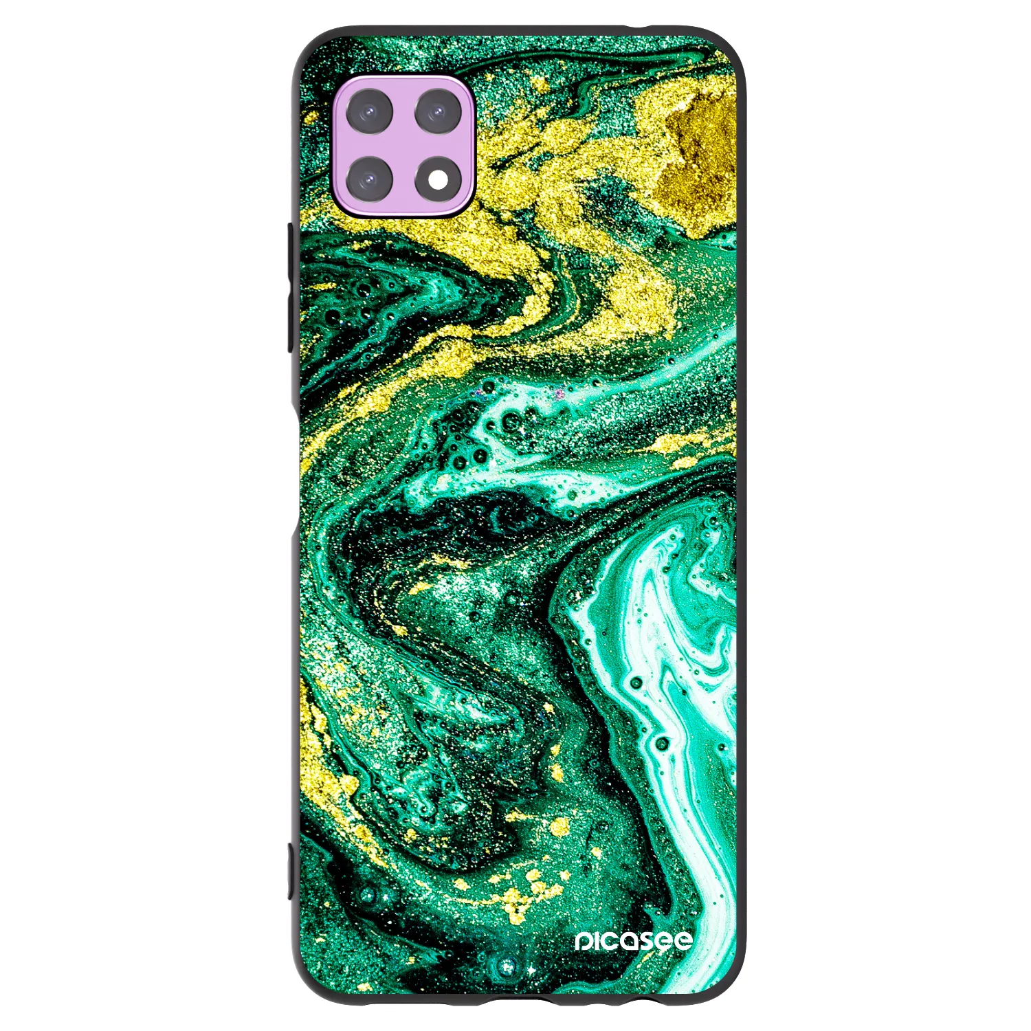 Picasee Μαύρη θήκη σιλικόνης για Samsung Galaxy A22 A226B 5G - Green Gold
