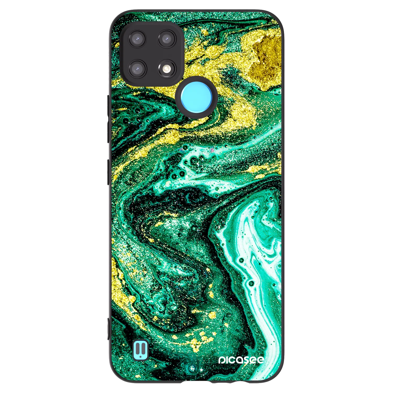 Picasee Μαύρη θήκη σιλικόνης για Realme C21 - Green Gold