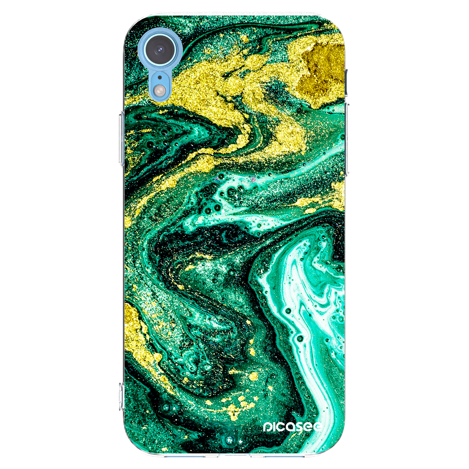 Picasee διαφανής θήκη σιλικόνης Apple iPhone XR - Green Gold