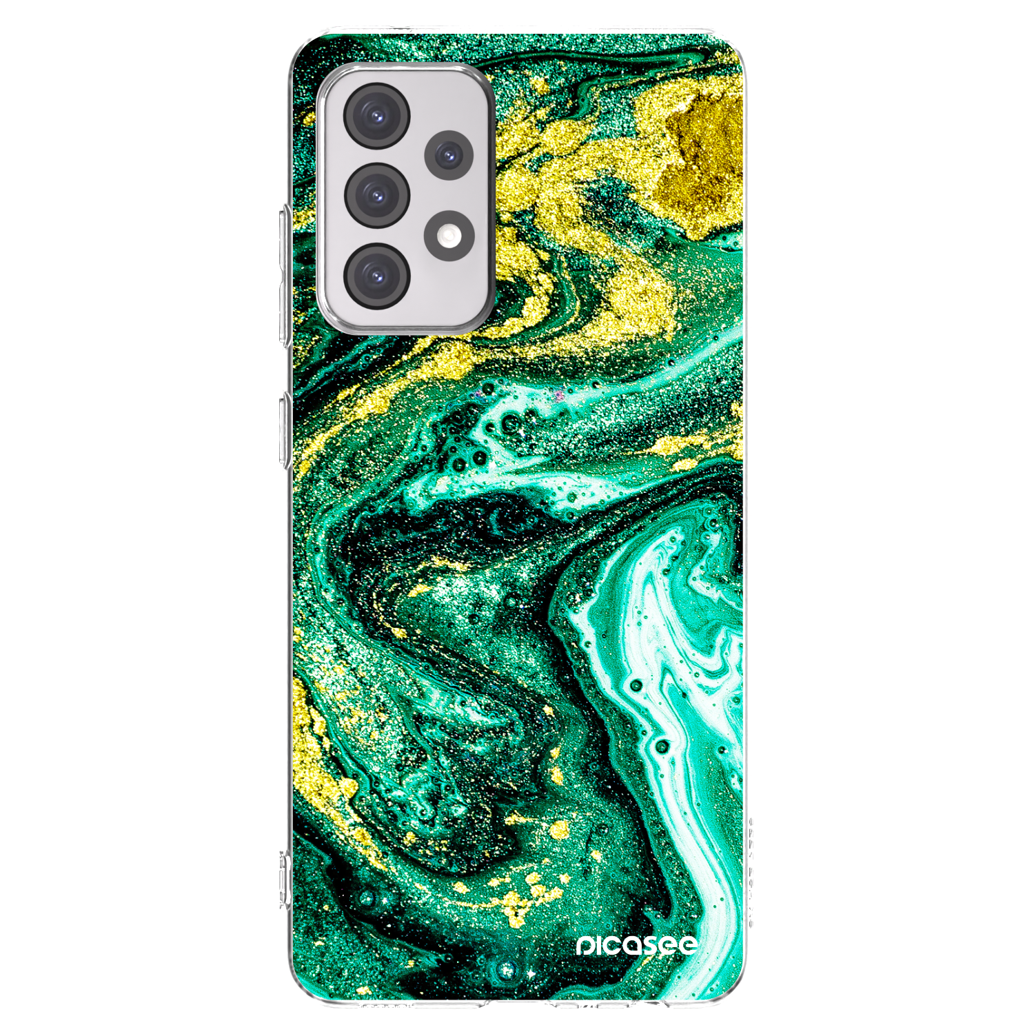 Picasee διαφανής θήκη σιλικόνης Samsung Galaxy A52s 5G A528B - Green Gold