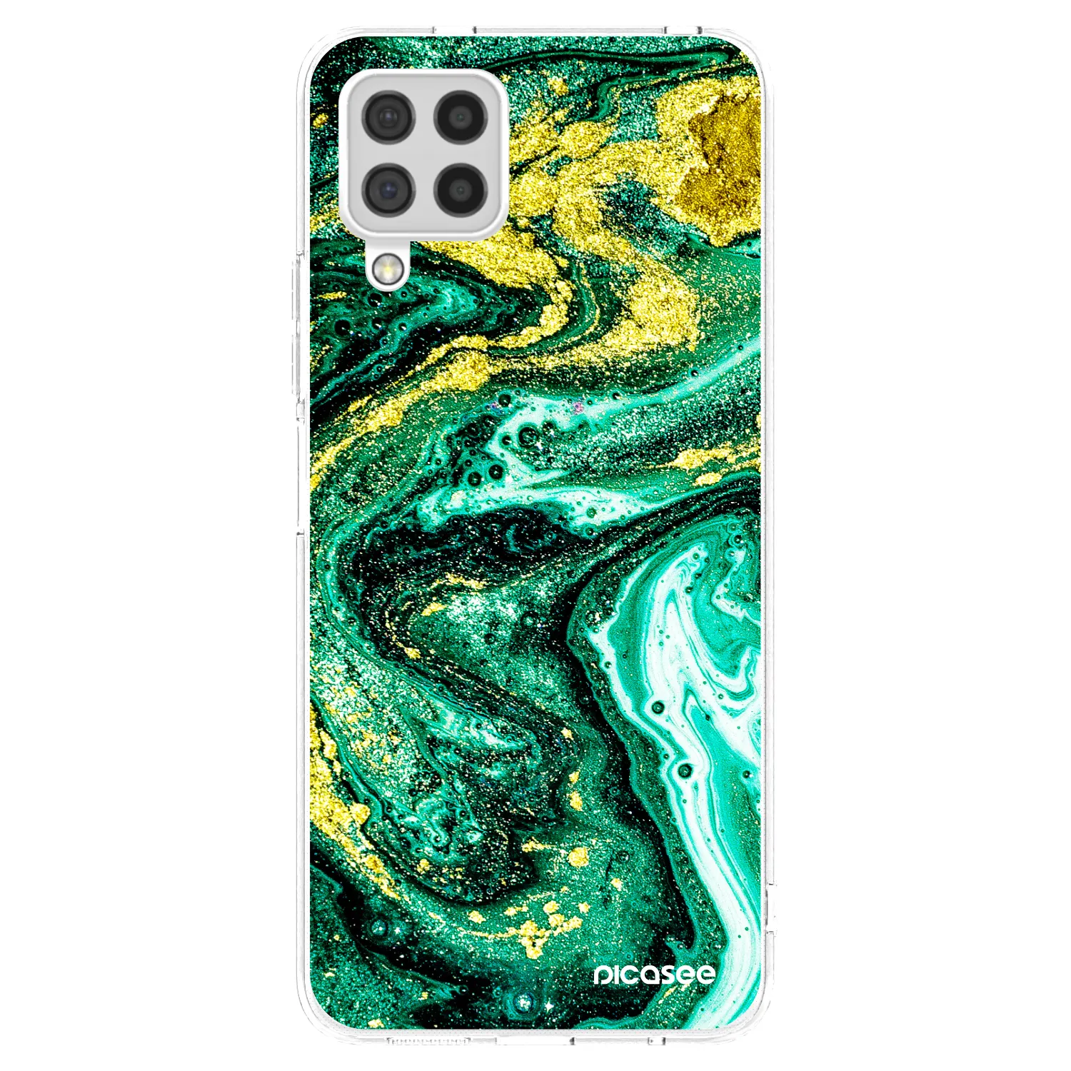 Picasee διαφανής θήκη σιλικόνης Samsung Galaxy A22 A225F 4G - Green Gold