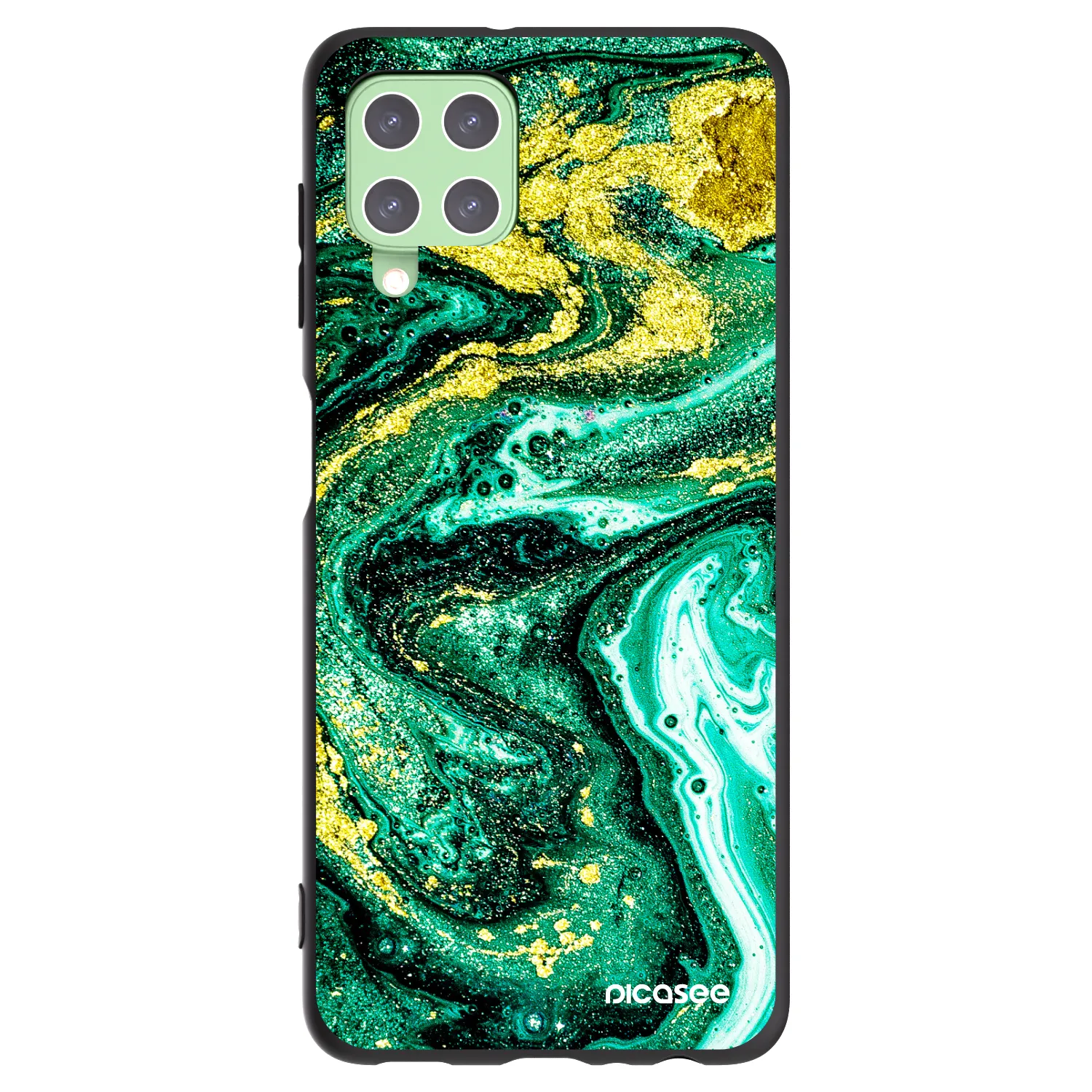 Picasee Μαύρη θήκη σιλικόνης για Samsung Galaxy A22 A225F 4G - Green Gold