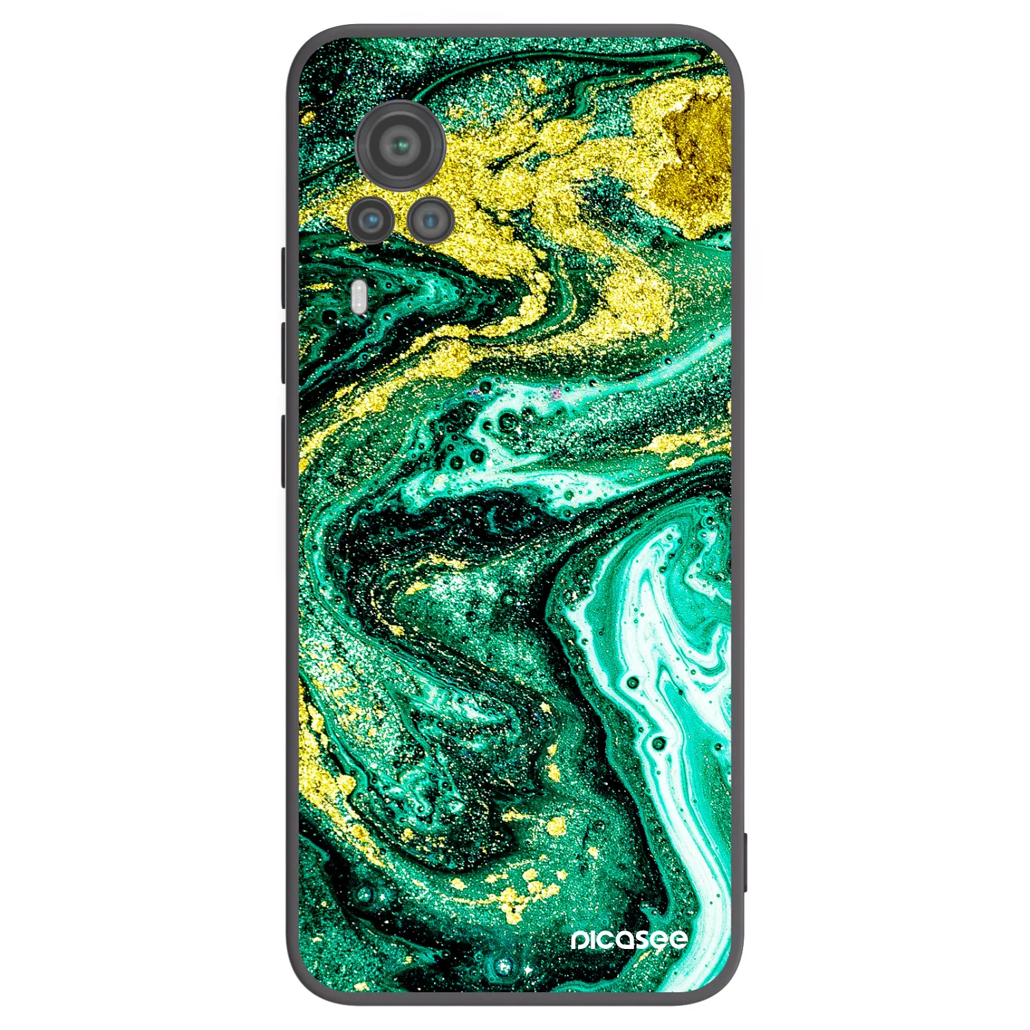 Picasee Μαύρη θήκη σιλικόνης για Vivo X60 Pro 5G - Green Gold
