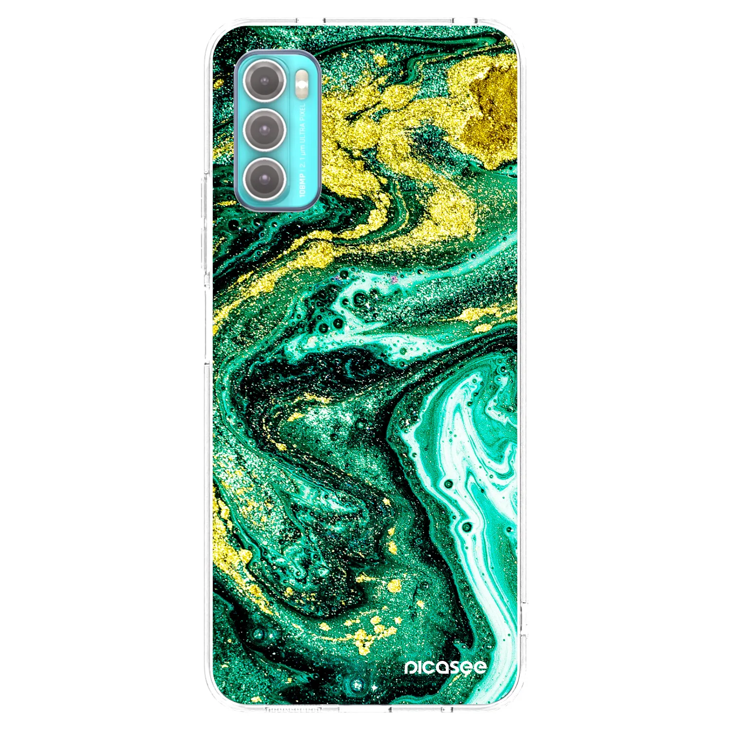 Picasee διαφανής θήκη σιλικόνης Motorola Moto G60 - Green Gold