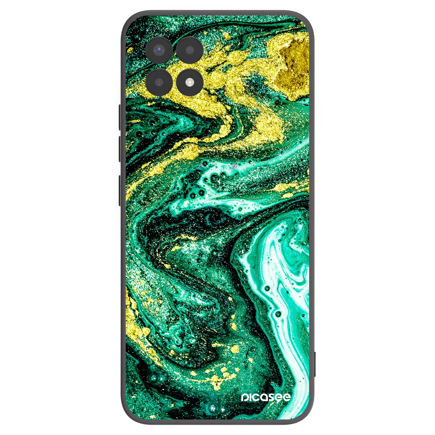 Picasee Μαύρη θήκη σιλικόνης για Realme 8i - Green Gold