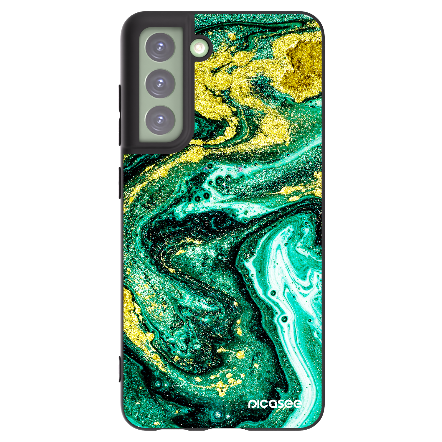 Picasee Μαύρη θήκη σιλικόνης για Samsung Galaxy S21 FE 5G - Green Gold