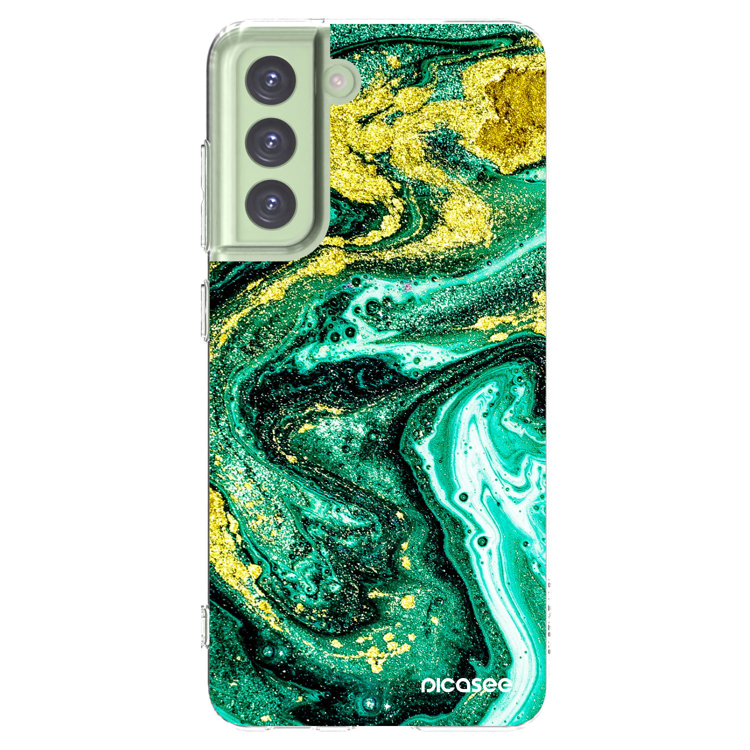 Picasee διαφανής θήκη σιλικόνης Samsung Galaxy S21 FE 5G - Green Gold