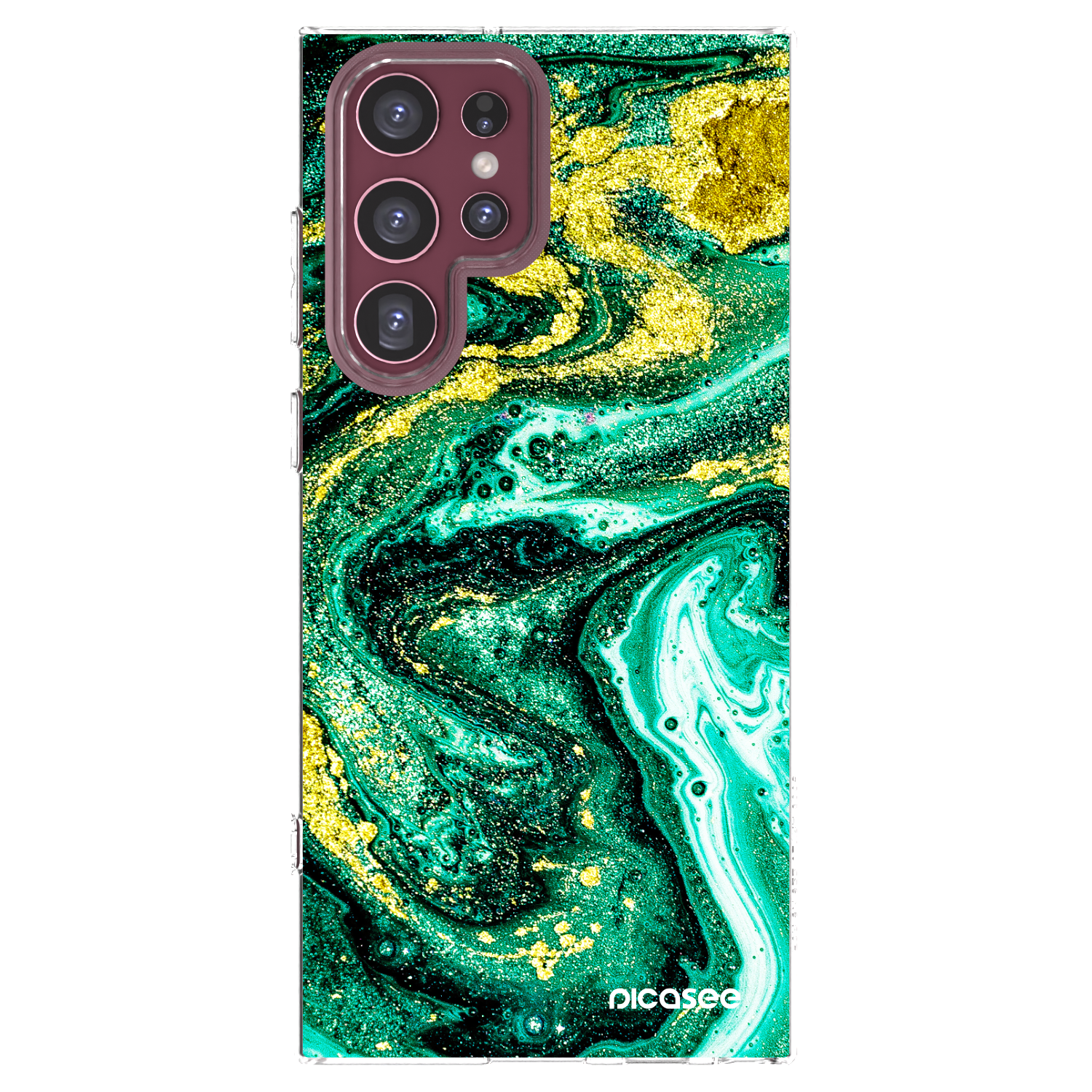 Picasee διαφανής θήκη σιλικόνης Samsung Galaxy S22 Ultra 5G - Green Gold