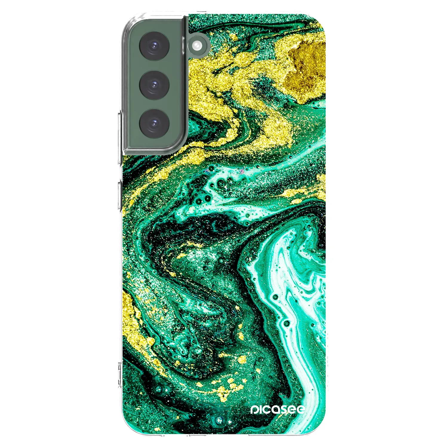 Picasee διαφανής θήκη σιλικόνης Samsung Galaxy S22+ 5G - Green Gold