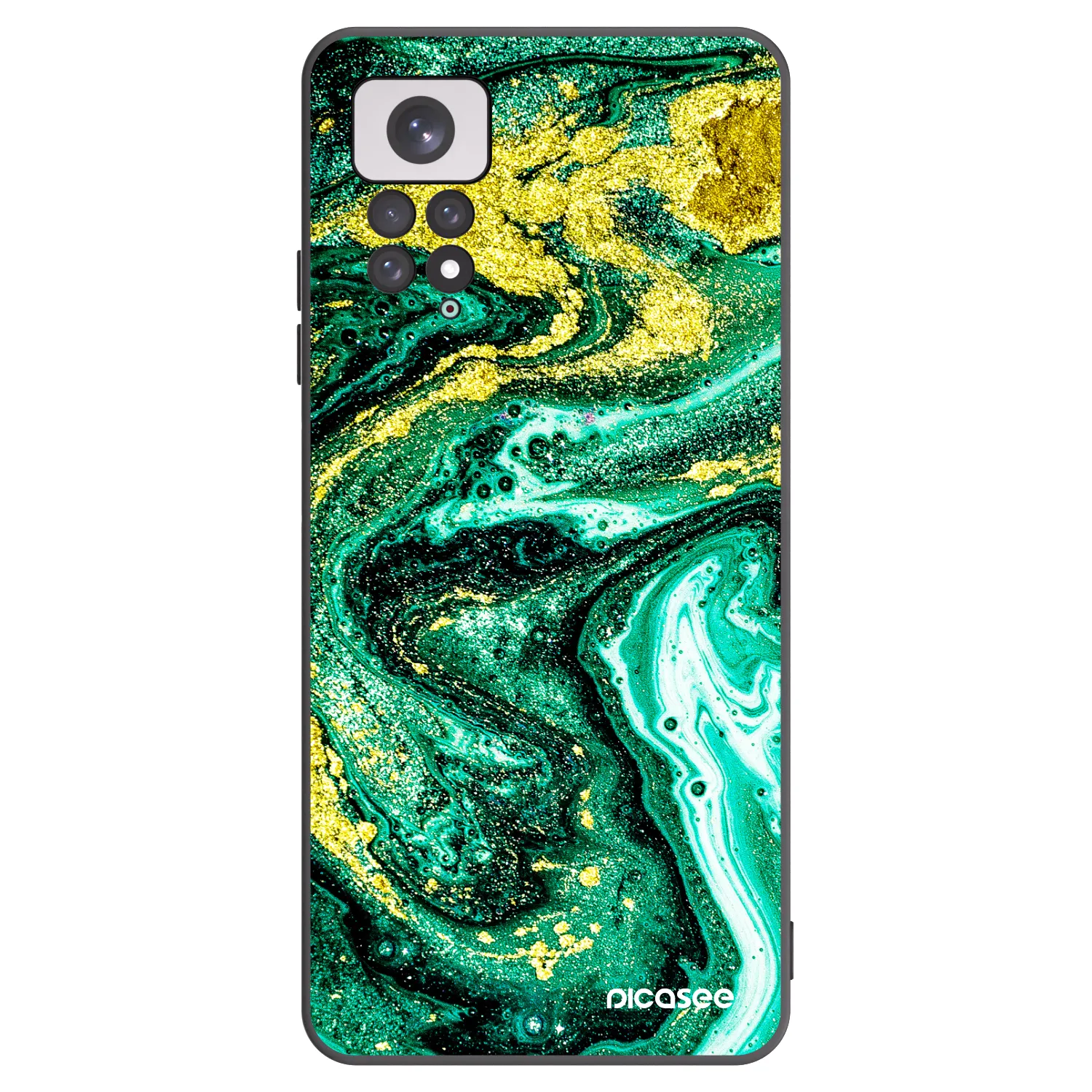 Picasee Μαύρη θήκη σιλικόνης για Xiaomi Redmi Note 11 - Green Gold