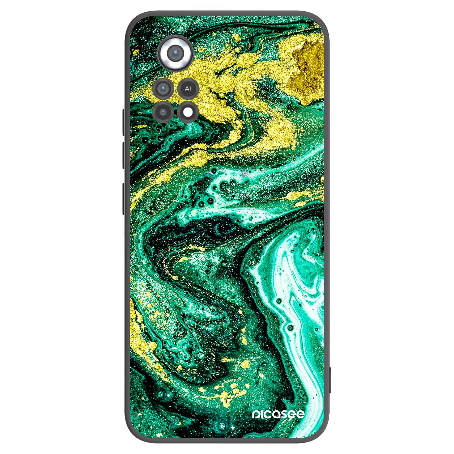 Picasee Μαύρη θήκη σιλικόνης για Xiaomi Poco X4 Pro 5G - Green Gold