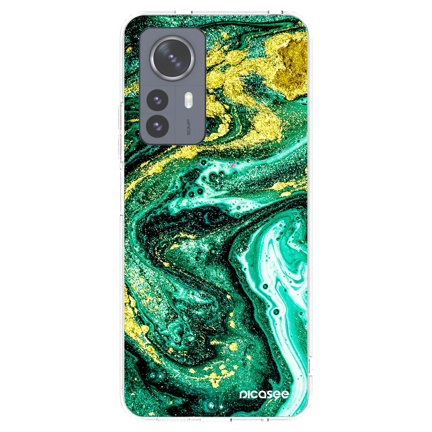 Picasee διαφανής θήκη σιλικόνης Xiaomi 12 Pro - Green Gold