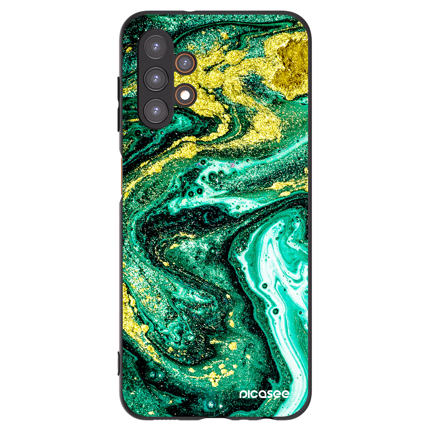 Picasee Μαύρη θήκη σιλικόνης για Samsung Galaxy A13 4G A135 - Green Gold