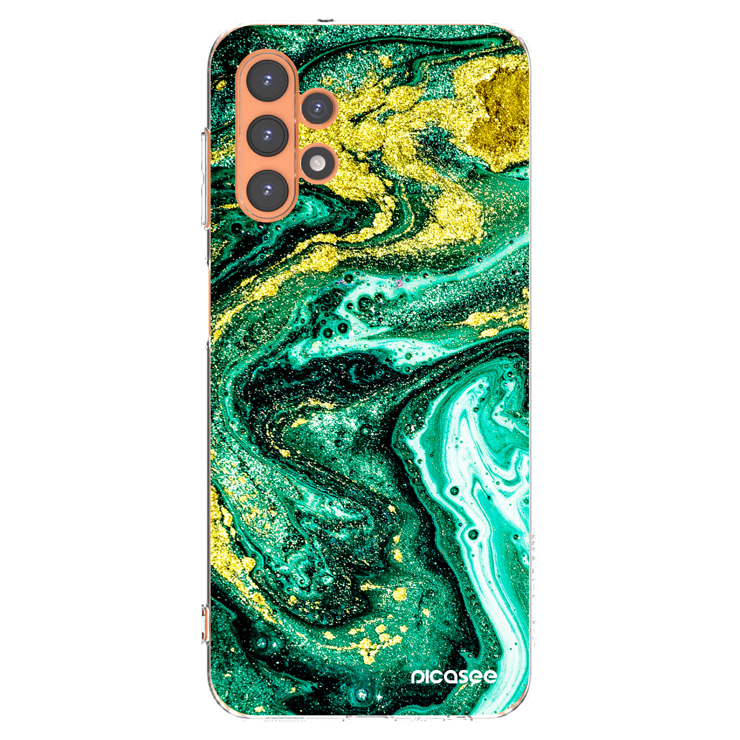 Picasee διαφανής θήκη σιλικόνης Samsung Galaxy A13 4G A135 - Green Gold