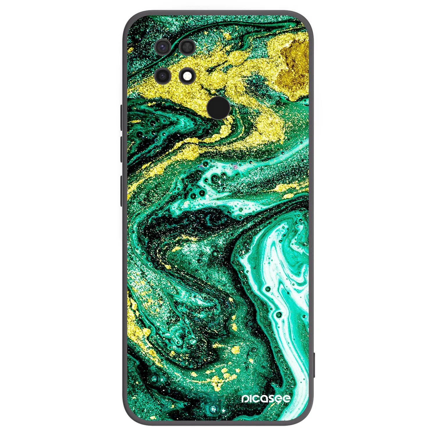 Picasee Μαύρη θήκη σιλικόνης για Xiaomi Redmi 10C - Green Gold
