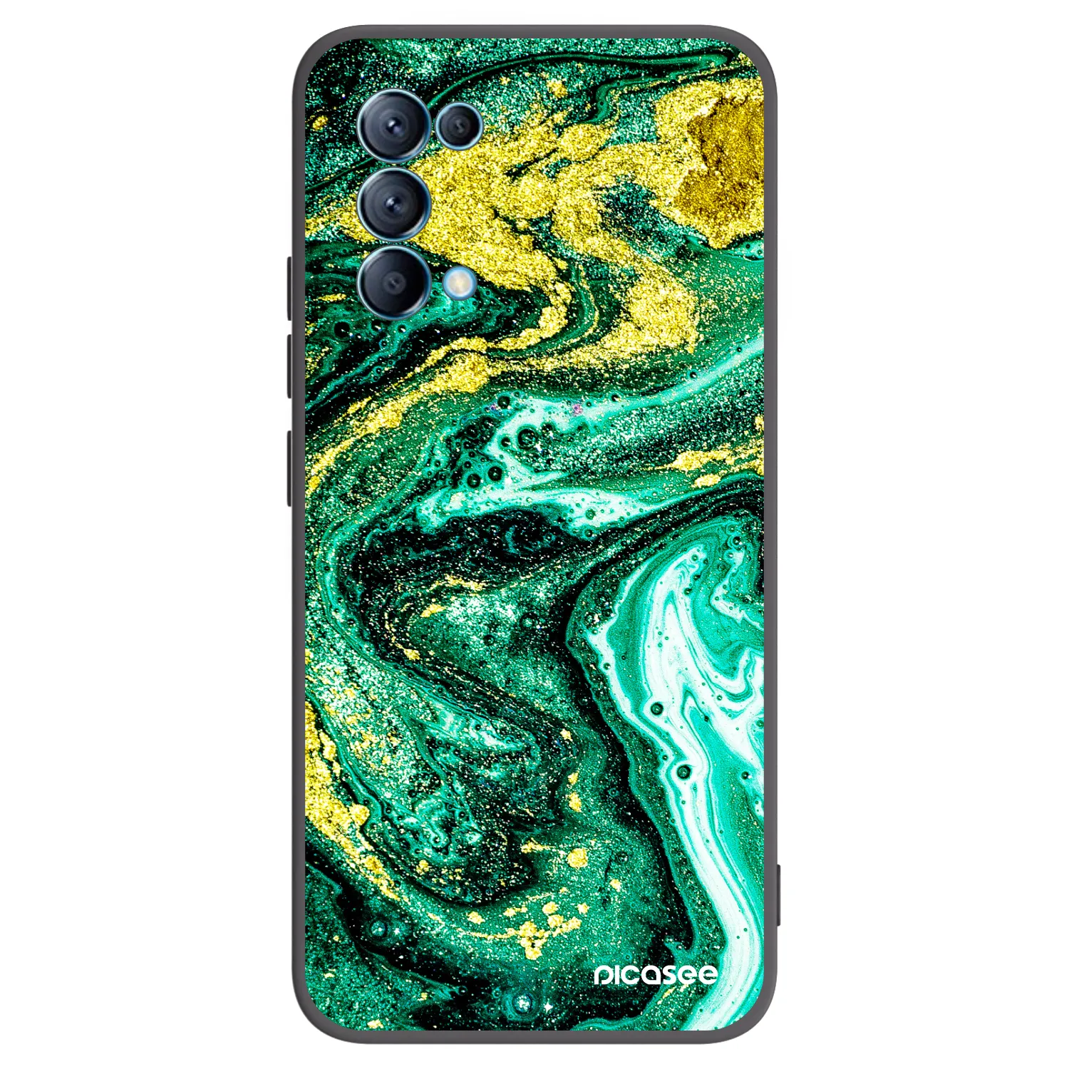 Picasee Μαύρη θήκη σιλικόνης για OPPO Reno 5 5G - Green Gold