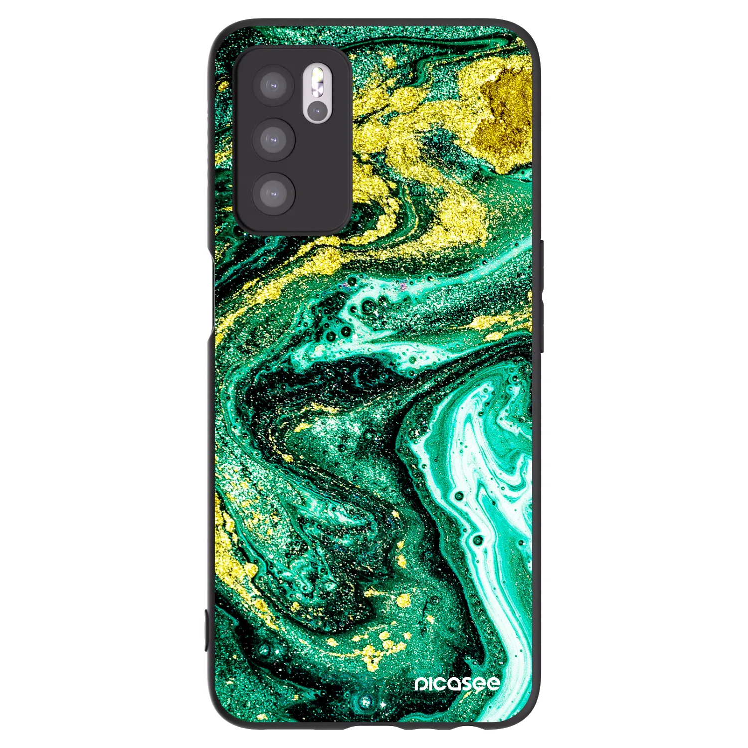 Picasee Μαύρη θήκη σιλικόνης για OPPO A16s - Green Gold