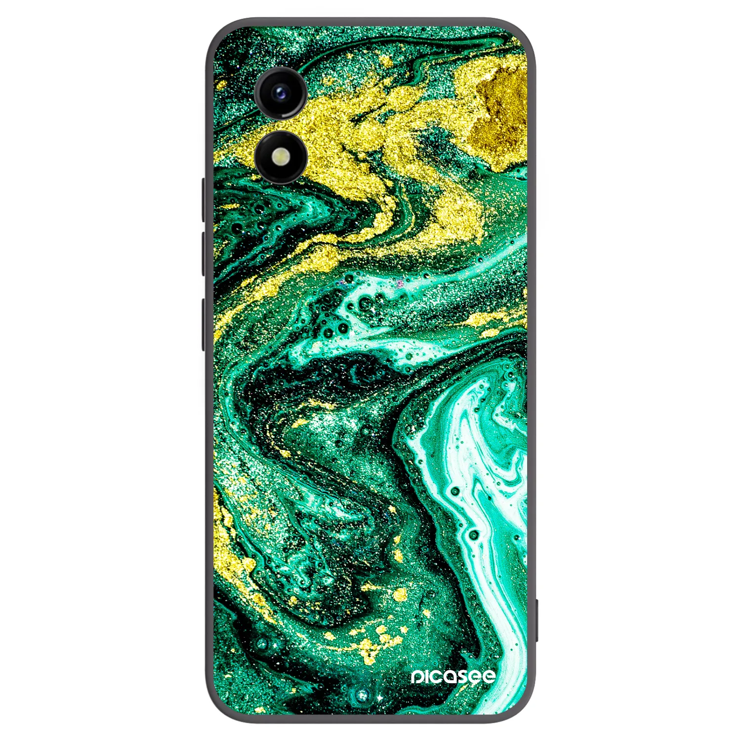 Picasee Μαύρη θήκη σιλικόνης για Vivo Y01 - Green Gold