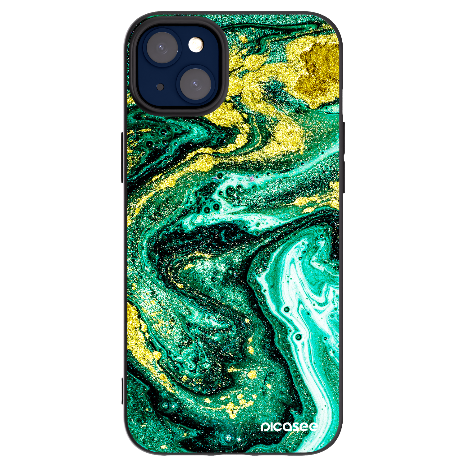 Picasee Μαύρη θήκη σιλικόνης για Apple iPhone 14 Plus - Green Gold