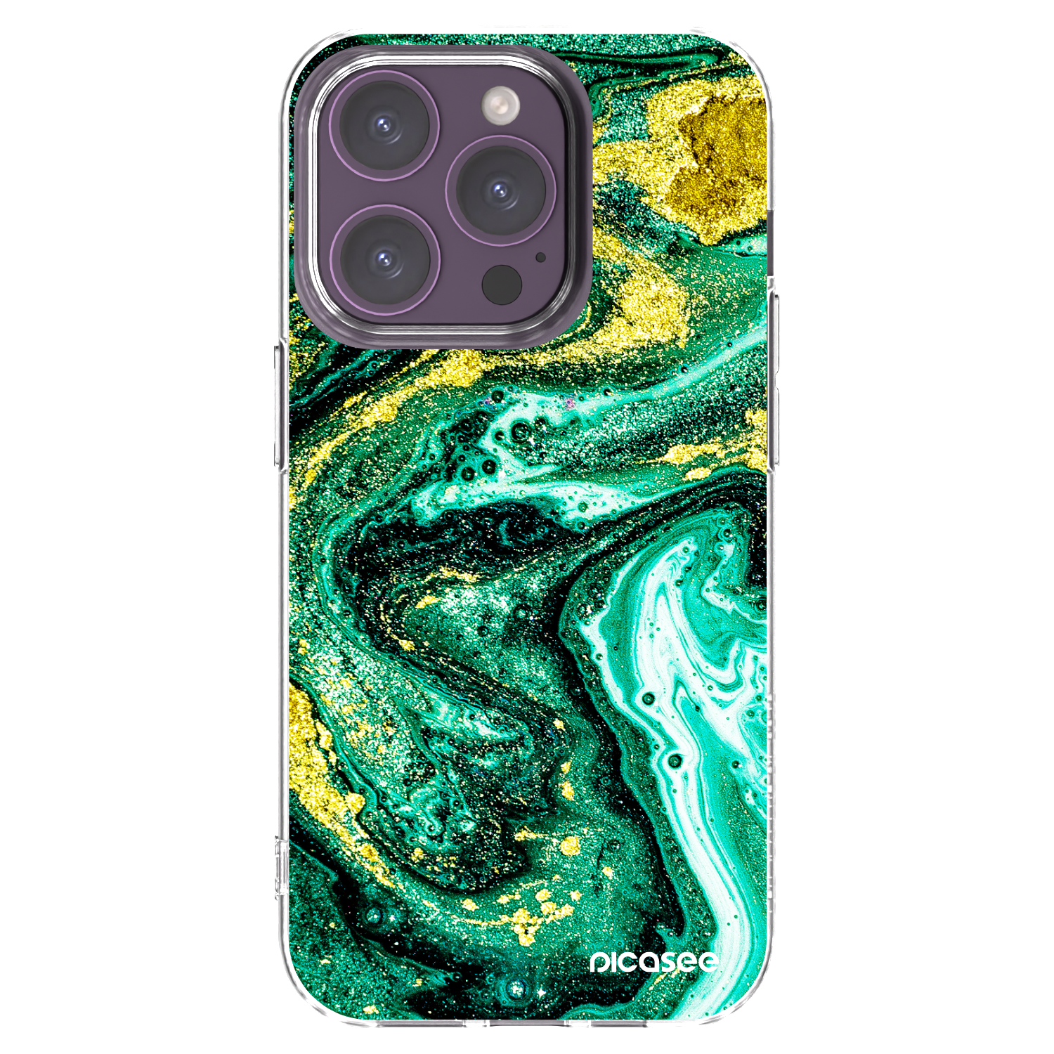 Picasee διαφανής θήκη σιλικόνης Apple iPhone 14 Pro - Green Gold