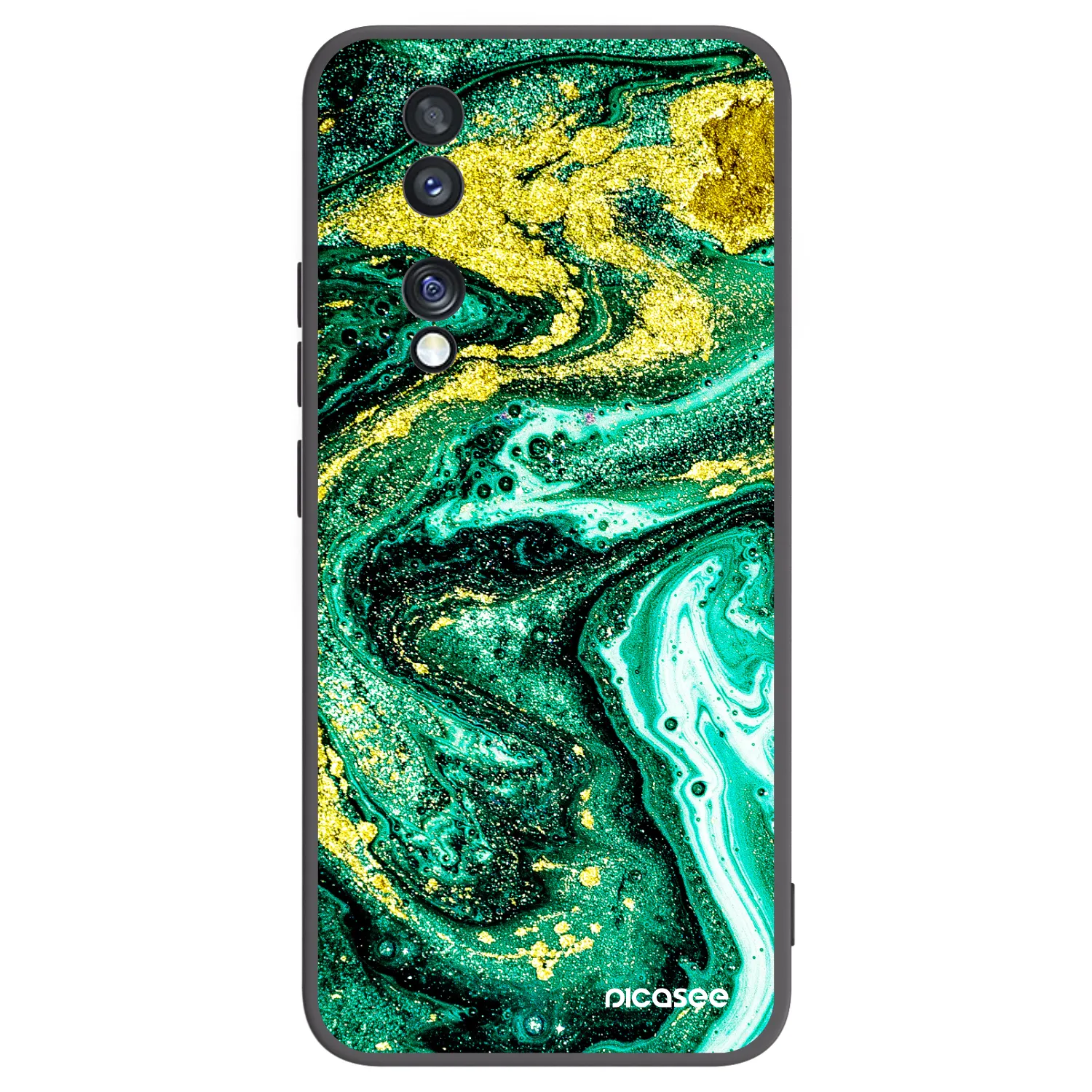 Picasee Μαύρη θήκη σιλικόνης για Honor 70 - Green Gold