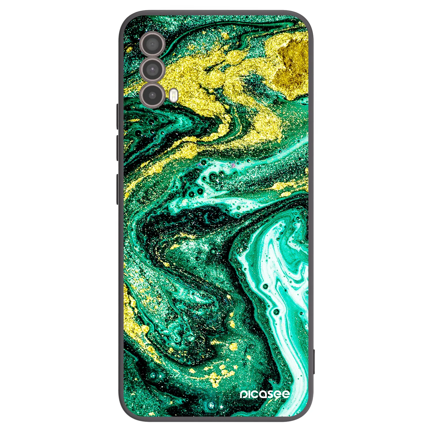 Picasee Μαύρη θήκη σιλικόνης για Motorola Moto E40 - Green Gold